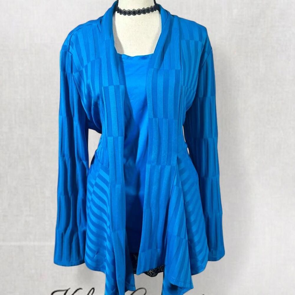 Fairycore Two Piece Top and Cardigan Set with Ribbed Texture